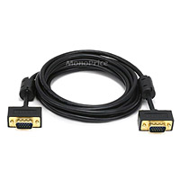 Monoprice 10ft Ultra Slim SVGA Super VGA 30/32AWG M/M Monitor Cable with Ferrites (Gold Plated Connector)