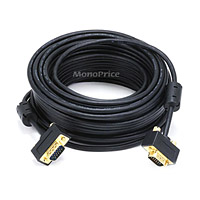 Monoprice 50ft Ultra Slim SVGA Super VGA 30/32AWG M/M Monitor Cable with Ferrites (Gold Plated Connector)