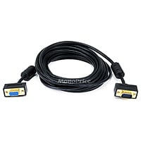 Monoprice 15ft Ultra Slim SVGA Super VGA 30/32AWG M/F Monitor Cable with Ferrites (Gold Plated Connector)