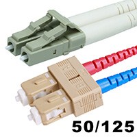 Monoprice Multi-Mode OM3 Fiber Optic Cable - LC-SC UL 2mm 50/125 OFNR Duplex Aqua 5m