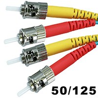 Monoprice Multi-Mode OM3 Fiber Optic Cable - ST-ST UL 3mm 50/125 OFNR Duplex Aqua 5m