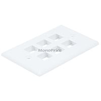 Monoprice 1-Gang Wall Plate for Keystone, 6-Port, White,  4.5"x2.75"x0.2", w/Screws (White Coated Screw Head)