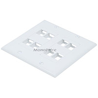Monoprice 2-Gang Wall Plate for Keystone, 8 Hole - White