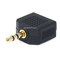 Monoprice 1/4in (6.35mm) TRS Stereo Plug to 2x 1/4in (6.35mm) TRS Stereo Jack  Splitter Adapter, Gold Plated 