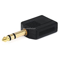 Monoprice 1/4in (6.35mm) TRS Stereo Plug to 2x 1/4in (6.35mm) TRS Stereo Jack Splitter Adapter, Gold Plated