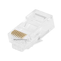 Monoprice Cat5e RJ45 Modular Plugs for Round Solid/Stranded Cable, 50u, 2 Prongs, Clear, 100-Pk
