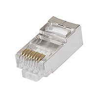 Monoprice Cat6 RJ45 Shielded Modular Plugs for Round Solid/Stranded Cable, 50u, 2 Prongs, Clear, 100-Pk