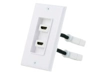 Monoprice 2-port 2-piece Inset Wall Plate with 4in Built-in Flexible High Speed HDMI Cable With Ethernet, White