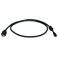 Monoprice High Speed HDMI Cable with HDMI Micro Connector - 4K@24Hz, 10.2Gbps, 34AWG, 3ft, Black