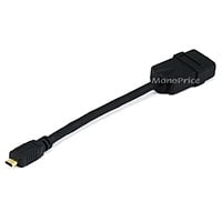 Monoprice 6in 34AWG High Speed HDMI Cable With Ethernet Port Saver, HDMI Micro Connector Male to HDMI Connector Female, Black