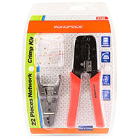 Monoprice RJ-45/RJ11 Stripping and Crimping Tool Kit w/ Modular Plugs