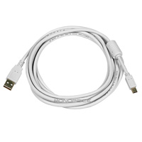 Monoprice USB-A to Mini-B 2.0 Cable - 5-Pin, 28/24AWG, Gold Plated, White, 10ft