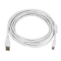 Monoprice USB-A to Mini-B 2.0 Cable - 5-Pin, 28/24AWG, Gold Plated, White, 15ft