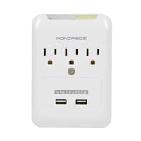 Monoprice 3 Outlet Power Surge Protector Wall Tap with 2 USB Ports 2.1A - 540 Joules