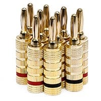 Monoprice 5 PAIRS Of High-Quality Gold Plated Speaker Banana Plugs, Closed Screw Type