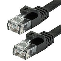 Monoprice Cat5e 10ft Black Flat Patch Cable, UTP, 30AWG, 350MHz, Pure Bare Copper, Snagless RJ45, Flexboot Series Ethernet Cable
