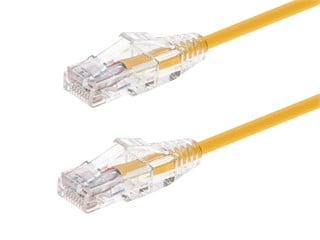 Monoprice Cat6 Component Level Ethernet Cable - SlimRun, Pure Bare Copper, UTP, 28AWG, 550MHz, Snagless RJ45, 1ft, Yellow