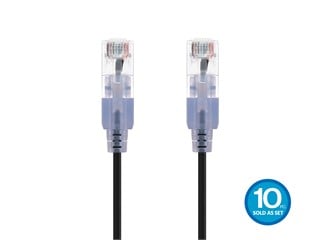 Monoprice Cat6A 5ft Black 10-Pk Patch Cable, UTP, 30AWG, 10G, Pure Bare Copper, Snagless RJ45, SlimRun Series Ethernet Cable