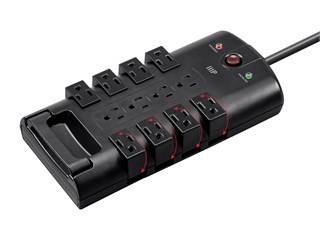 Monoprice 12 Outlet Rotating Power Strip Surge Protector Block - 4320 Joules, Clamping Voltage 330V, 10ft Cord