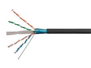 Monoprice Cat6A CMR Bulk Ethernet Cable - UL, TAA, Shielded (F/UTP), Solid, 23AWG, 550MHz, 10G, Pure Bare Copper, Spool in Box, 1000ft, Black