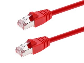 Monoprice Cat6A Ethernet Patch Cable - Snagless RJ45, 550MHz, STP, Pure Bare Copper Wire, 10G, 26AWG, 7ft, Red