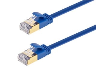 Monoprice Cat6A Ethernet Patch Cable - SlimRun, Snagless RJ45, Stranded, S/STP, Pure Bare Copper, 36AWG, 1ft, Blue