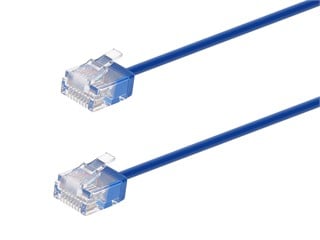 Monoprice Cat6 Ethernet Patch Cable - Micro SlimRun, Stranded, 550MHz, UTP, Pure Bare Copper, 32AWG, 0.5ft, Blue