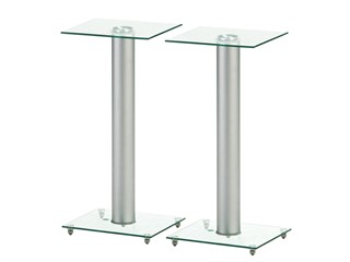 Monoprice 23in Glass Speaker Stand with Cable Management (Pair), Silver