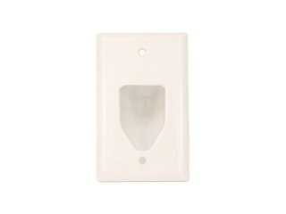 Product Image for 1-Gang Recessed Low Voltage Cable Wall Plate, White
