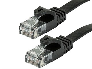 Monoprice FLEXboot Flat Cat6 Ethernet Patch Cable - Snagless RJ45, Flat, 550MHz, UTP, Pure Bare Copper Wire, 30AWG, 1ft, Black