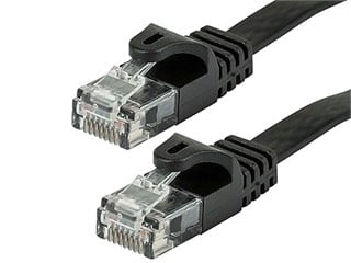 Monoprice Cat6 7ft Black Flat Patch Cable, UTP, 30AWG, 550MHz, Pure Bare Copper, Snagless RJ45, Flexboot Series Ethernet Cable