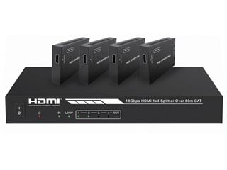 Monoprice Blackbird 4K60 1x4 Video Splitter and Extender with HDMI over Cat6/6a/7, Includes 4 Receivers and Supports HDR, HDCP 2.2, YCbCr 4:4:4, IR