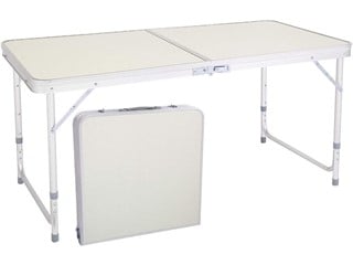 MPM Folding Table 4 Foot Adjustable Height Portable Lightweight Aluminum Camping Table, Small Folding Table with Carry Handle, for Outdoor/Indoor