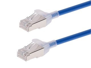 Monoprice Cat6A Component Level Ethernet Cable - SlimRun, Pure Bare Copper, Double Shielded (S/FTP) 30AWG, 10G, CM, Snagless RJ45, 3ft, Blue