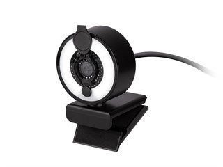 Monoprice 2K USB Webcam Online Web Meeting Camera with LED Light Ring and Lens Cover
