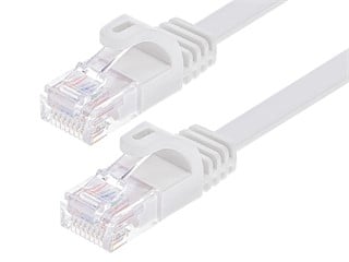Monoprice Cat6 14ft White Flat Patch Cable, UTP, 30AWG, 550MHz, Pure Bare Copper, Snagless RJ45, Flexboot Series Ethernet Cable