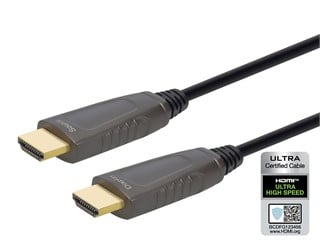 Monoprice 8K Ultra High Speed Fiber Optic Certified HDMI Cable - 8K@60Hz, 4K@120Hz, 48Gbps, HDR, VRR, Active Optical Cable (AOC), 49ft, Black