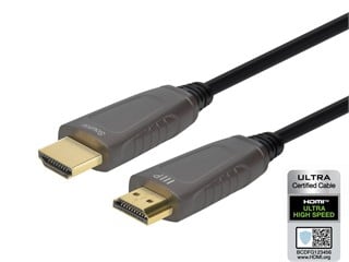 Monoprice 8K Ultra High Speed Fiber Optic Certified HDMI Cable - 8K@60Hz, 4K@120Hz, 48Gbps, HDR, VRR, Active Optical Cable (AOC), 65ft, Black
