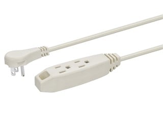Monoprice 3-Outlet Flat Plug Household Extension Cord, 16AWG, 13A,  SPT-2, White, 6ft