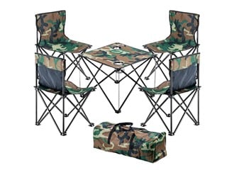 MPM Foldable Camping Table and Chair Set with Carrying Case, Collapsible Portable Lightweight, Perfect for Camping, Picnic, BBQ, Beach, Party, Hiking, Fishing, RV Travel, and Outdoor Activities