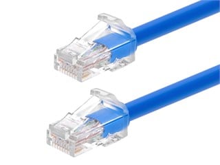 Monoprice Cat6A 1ft Blue Component Level Patch Cable, UTP, 24AWG, 500MHz, Pure Bare Copper, Snagless RJ45, Micro SlimRun Series Ethernet Cable