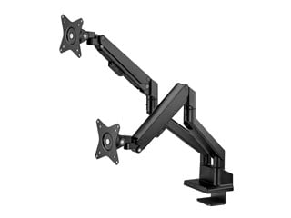 Workstream by Monoprice Low Profile Dual Monitor Gas Spring Desk Mount - Up to 32in/19.8 lbs Screens, Detachable VESA 100x100/75x75 Plate, 180 Degree Wall Stop, Topside Installation