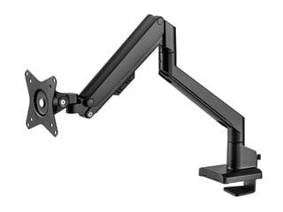 Workstream by Monoprice Low Profile Single Monitor Gas Spring Desk Mount - Up to 32in/19.8 lbs Screens, Detachable VESA 100x100/75x75 Plate, 180 Degree Wall Stop, Topside Installation