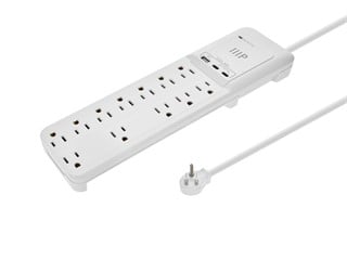 Monoprice 12-Outlet Surge Protector Power Strip - 3600 Joules, 2 USB-C & 1 USB-A (30W PD), 6ft Cord 