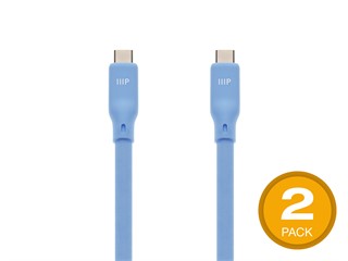 Monoprice USB4 Gen 2 Silicone Cable 6ft Blue - 2 Pack