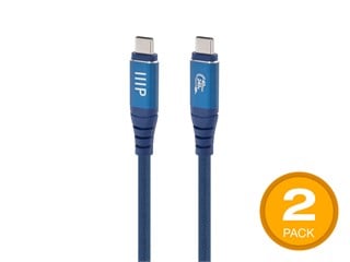 Monoprice USB4 40Gbps Cable - 240W EPR, 8K HDR, USB-IF Certified, Braided, Ultra High-Speed, 1.5ft, Navy - 2 Pack