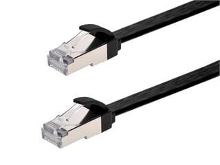 Monoprice Cat8 Ethernet Patch Cable - Slim, Flat, U/FTP, 28AWG, Molded Boot, 2ft, Black