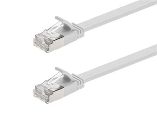 Monoprice Cat8 Ethernet Patch Cable - Slim, Flat, U/FTP, 30AWG, Molded Boot, 0.5ft, White
