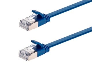 Monoprice Cat8 Ethernet Patch Cable - Slim, Flat, U/FTP, 32AWG, Molded Boot, 3ft, Blue