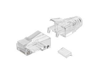 Monoprice Cat6A Unshielded RJ45 Connectors with Break-Resistant Latch & Strain Relief Boot  - Gold-Plated, for 23-26AWG UTP Cable, 50-Sets, White